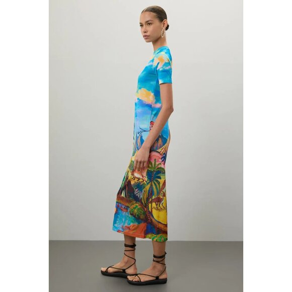 Stella Jean Beach Print Midi Dress size 40 (US 4-6) - Picture 2 of 8